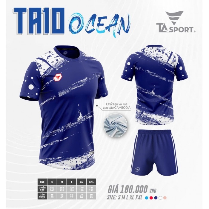 ÁO BÓNG ĐÁ KHÔNG LOGO TA10 OCEAN