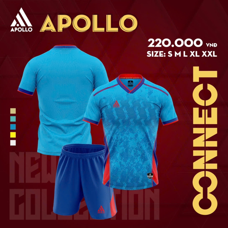 Bộ quần áo bóng đá Apollo Connect cổ tim chính hãng nhiều màu
