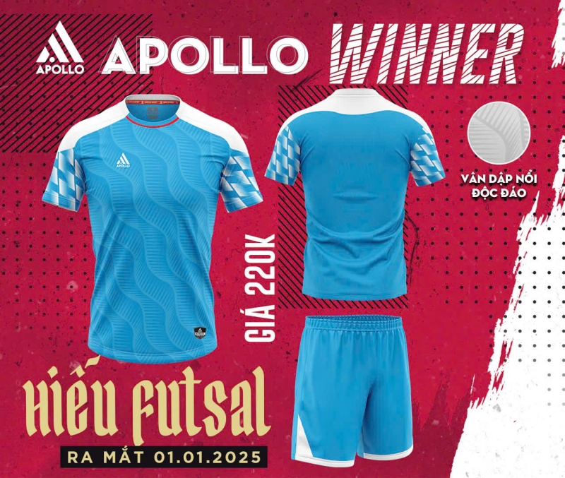 Bộ quần áo bóng đá Apollo Winner cổ tròn chính hãng vải mè