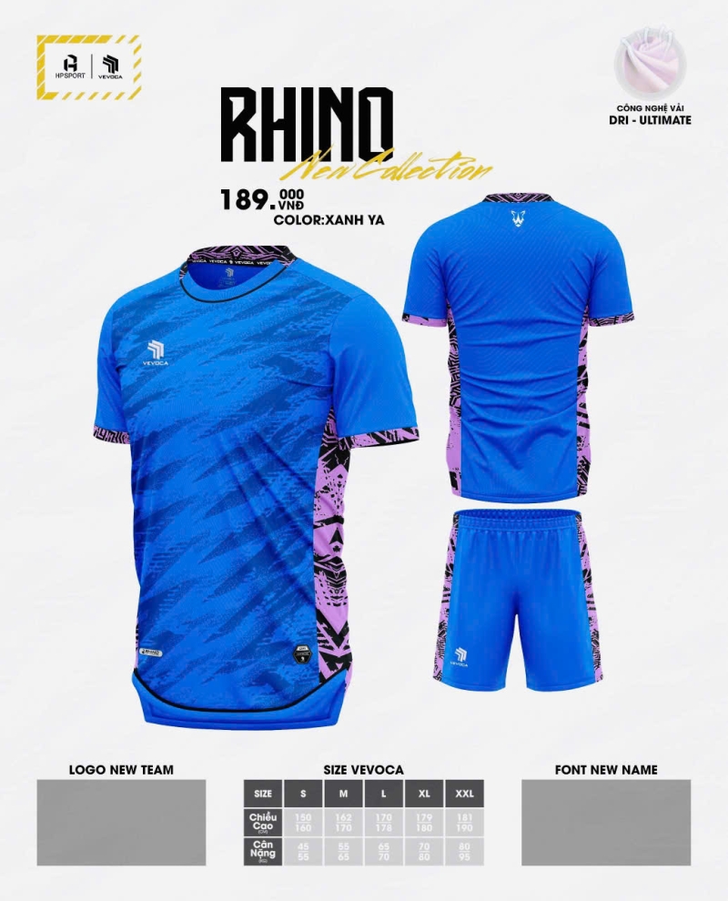 Bộ quần áo bóng đá Rhino Vevoca thiết kế chính hãng hp sport nhiều màu